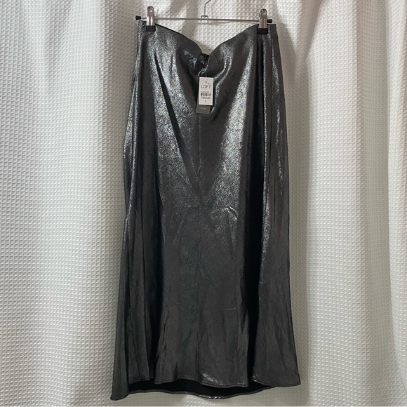 NWT LOFT Shimmery Flowy Midi Skirt - Picture 4 of 5